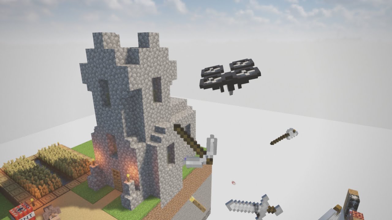 High Tech Attack Drone vs A Minecraft Village in Teardown - YouTube
