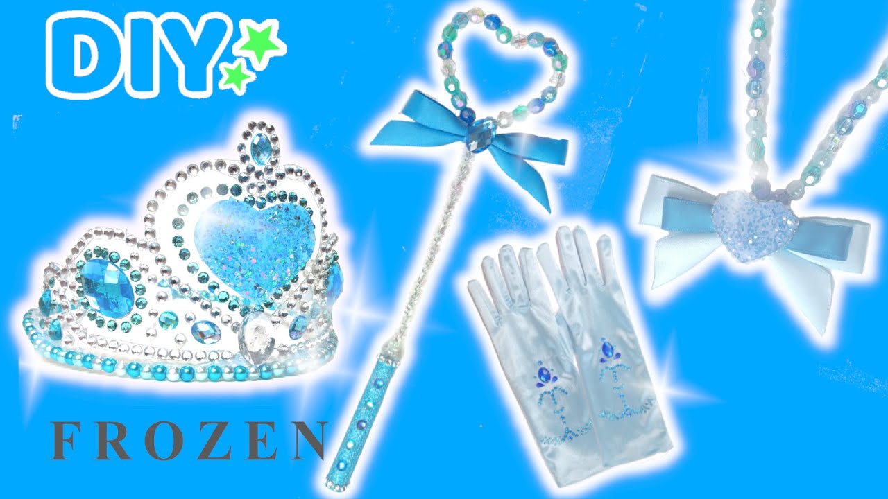 Diy Frozen Elsa Accessories In A Toys アナと雪の女王エルサ風おもちゃを手作り ティアラはペットボトルをリサイクル グルーガン ビーズで可愛く手作り Youtube