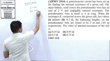 A potentiometer circuit has been set up for finding the internal resistance of a given cell. The mai