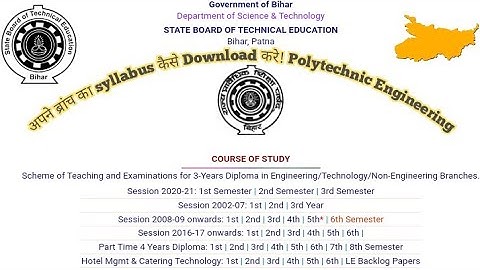 How to download sbte Bihar New Syllabus | Bihar Polytechnic Engg. Syllabus