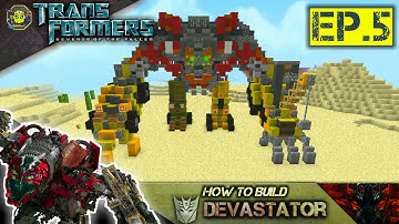 Minecraft - how to build Devastator Transformers 2 Revenge of the Fallen สอนสร้างดีวาสเตเตอร์ EP.5