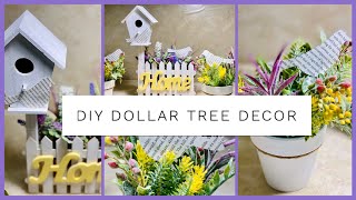Dollar Tree DIY Spring Farmhouse Decor | Picket Fence Home Sign, Planter & Bird House | Simple DIYer