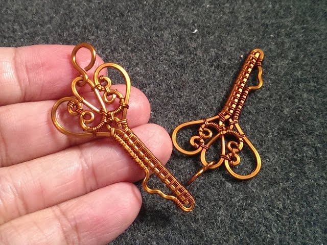 Rustic Pendant Copper Key Pendant Heart Key Pendant Skeleton Key Pendant Copper Wire Pendant Jewelry Making