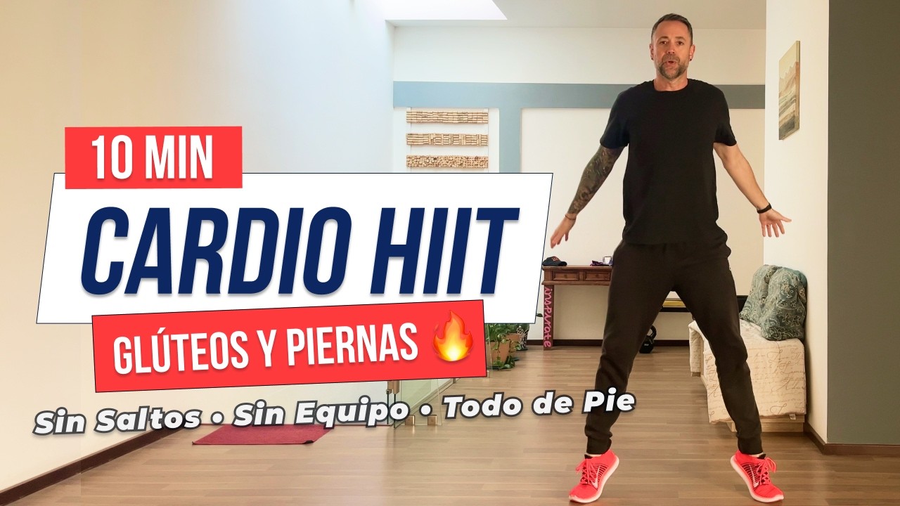 10 MIN CARDIO HIIT GLÚTEOS Y PIERNAS 🔥 Sin Saltos | Todo de Pie, Sin Equipo