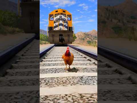 Dog Saved a Hen Bird From a Train in GTA 5! 🐶🚂🐔 #shorts #gta5