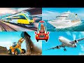 Поезда, самолеты, корабли и строительная техника для детей. Развивающие видео для малышей