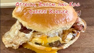 Ostrich, Bacon, & Egg Cheese Burger  Anything But Beef Burgers
