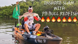 Caught My PB Bull Redfish On THIS Lure!🔥 Inshore Slam Kayak Fishing In Florida River!