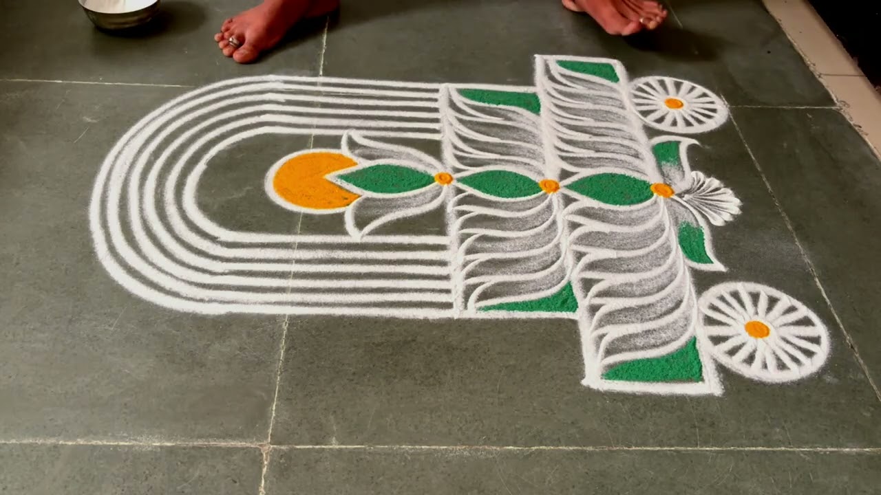 Ratha saptami ratham rangoli designs| ratham muggulu designs| easy rangoli designs| Beginners kolam