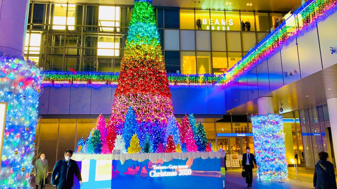 【4K】Japan Night Walking Tour - Christmas in Nagoya Station【2020】