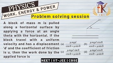 A block of mass m is pulled along a horizontal surface by applying a force at an angle... #neet2025