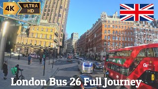 [4K] London 🇬🇧 bus ride 2024 | Double decker top floor view26 Victoria to Hackney