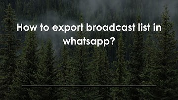 How to export broadcast list in whatsapp?