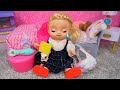 Feeding Baby Alive doll cold Morning Routine and packing backpack