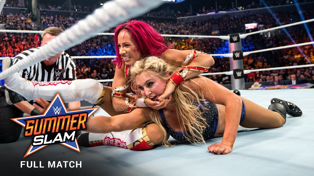 Full Match Sasha Banks Vs Charlotte Flair Wwe Women S Title Match Summerslam 16 Youtube