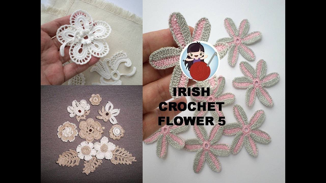 Irish Crochet Flower 5 YouTube