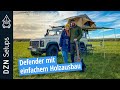 Dachzelt Land Rover Defender mit einfachem Holzausbau | Horntools Desert I Dachzelt & Markise