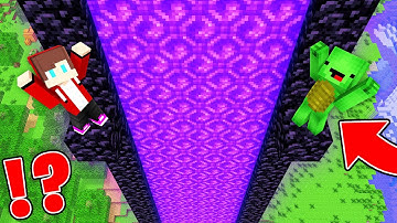 JJ and Mikey Build LONGEST NETHER PORTAL, What inside in Minecraft Maizen?