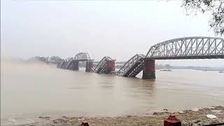 Collapsed Ava Bridge immediately after M7.9 Earthquake in Sagaing City, Myanmar