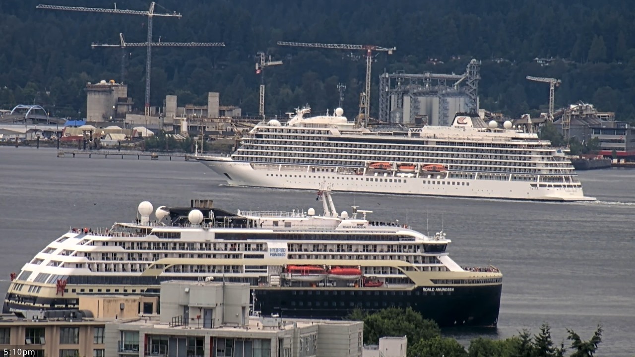 🔴LIVE 3 Cruise Ships Vancouver! Viking Orion, Coral Princess, Fridtjof Nansen | Canada Place, Sep 23