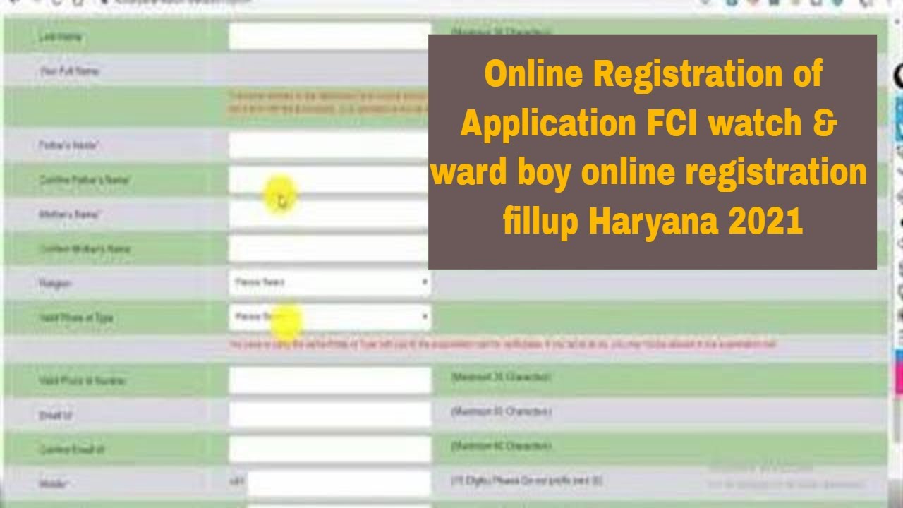 FCI ONLINE REGISTRATION FORM 2021|Recruitment for the post of watch&ward ||Advt. No. 01/2021/HARYANA