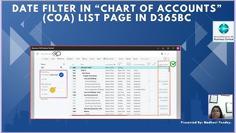 Chart of Accounts and Use of Date Filter in Business Central #d365bc #coa #date #filter
