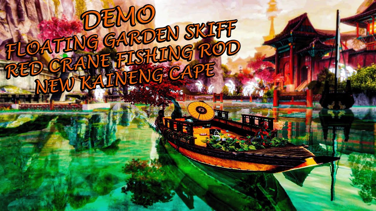 Guild Wars 2 Floating Garden Skiff, Red Crane Fishing Rod & New