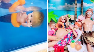 Barbie Ken Tommy Chelsea Doll Packing For Beach Trip 🏖 Family Vacation Funny Story🤣 Barbie Movie