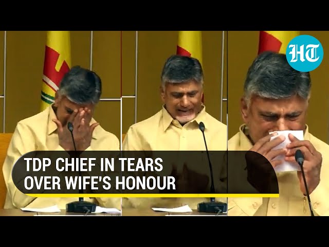 Ex-Andhra CM Chandrababu Naidu in tears after YSRCP MLAs allegedly abuse his wife class=