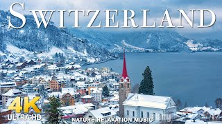 FLYING OVER SWITZERLAND WINTER (4K UHD) - Relaxing music with beautiful nature videos - 4K VIDEOS #2
