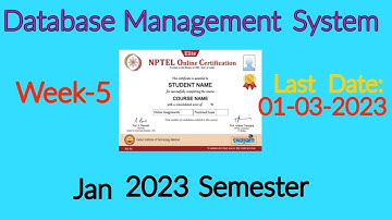 NPTEL Week 5 Database Management System Assignment 5 Answers | DBMS Week-5 Quiz Answers 2023 | NPTEL