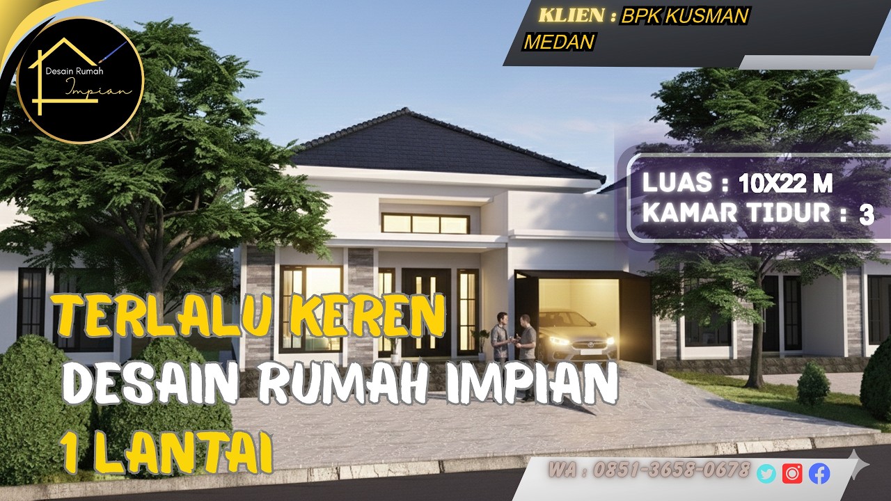 INSPIRASI DESAIN RUMAH 10x22m – Model Minimalis Modern Milik Bapak Kusman, Medan, Super Estetik!
