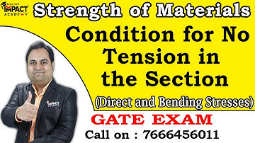 Condition for No Tension in the Section (GATE) | Direct and Bending Stresses | Strength of Materials