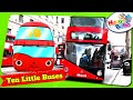 Ten Little Buses | 3D Animation And London Bus Live Footage | Nursery Rhymes | By HuggyBoBo