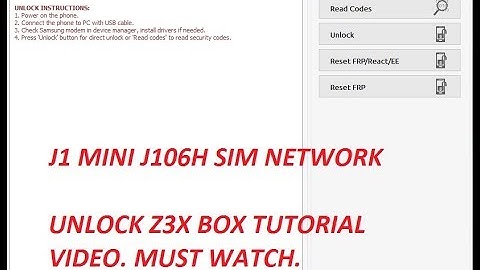 samsung j1 mini j106h sim network unlock with z3x box tutorial video