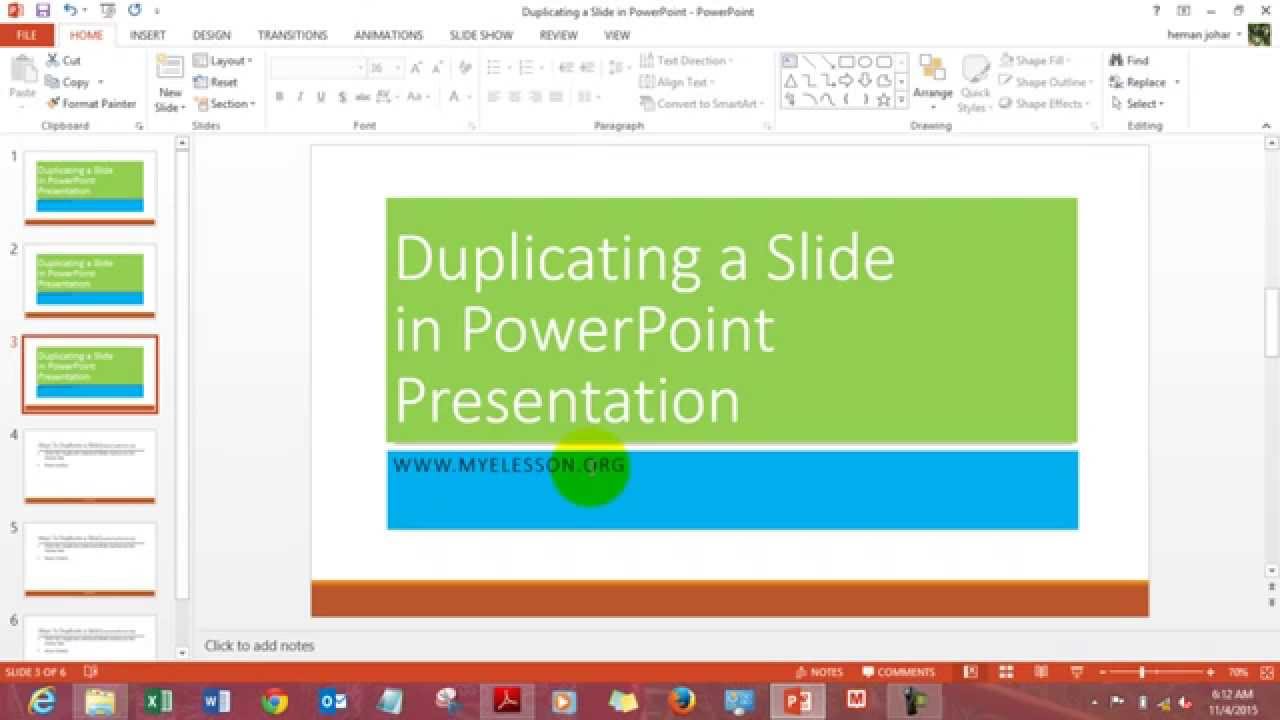 function of duplicate in presentation program