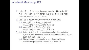 Analysis - Linear Function; Supremum and Infimum; Intermediate Value Theorem