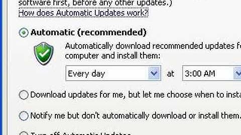 Windows XP Control panel - Automatic updates
