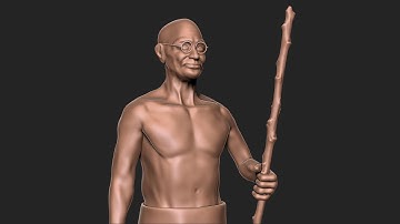 Sculpting full 3D Character for 3D printing in ZBrush - Mahatma Gandhi