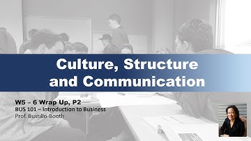 BUS 101 - Intro to Business: W5 -6 Wrap-Up, P2: Organizational Culture, Structure, & Communication