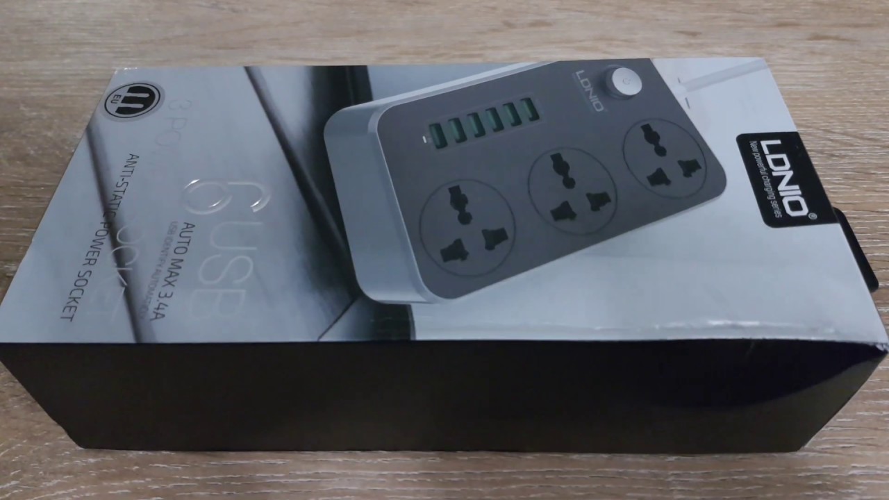 LDNIO 5V 3.4A 3 International Power Socket 6 USB Port 6.56ft/2m EU Plug Charging Socket - EU Plug