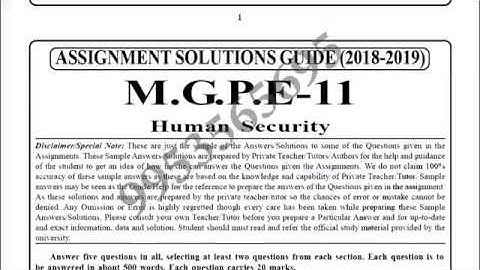 IGNOU MGPE-11 solved assignment 2018-19 | Human Security