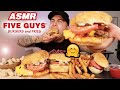 ASMR EATING FIVE GUYS DOUBLE BURGER + HOT DOG + CAJUN FRIES | SATISFYING EATING SOUNDS