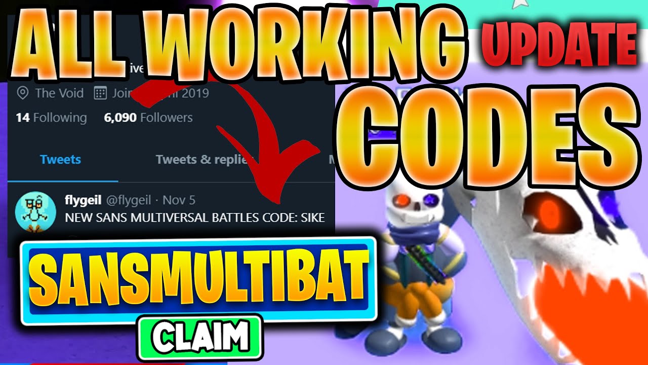 *4* CODES for SANS MULTIVERSAL BATTLES get all SANS for FREE (ROBLOX