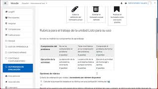 utilizar una rubrica con moodle