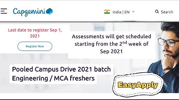 Capgemini Pooled Campus Drive 2021 batch Engineering / MCA freshers