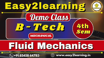📢B-tech 4th Sem Demo Class | Fluid Mechanics | Mechanical Engineering | by Suvas Sir