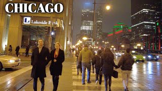 CHICAGO Christmas Season 2023 ✨ Downtown Chicago Saturday Night Walk [4K 60FPS] City Sounds