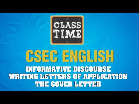 CSEC English - Informative Discourse - Writing Letters of Application - The Cover - February 25 2021