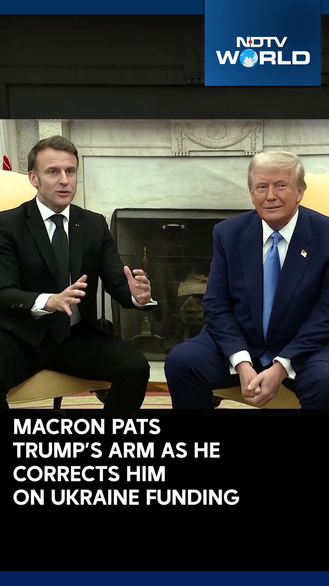 Trump Macron Meeting | Macron Grabs Trump's Arm As He Corrects Him On Europe's Funding To Ukraine